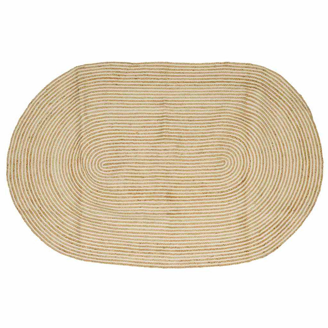 Områdetæpper Natur og hvid 152 x 245 cm Jute