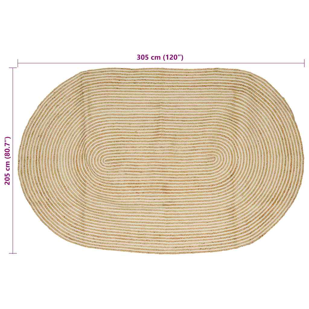 Tæppe Natur og hvid 205 x 305 cm Jute