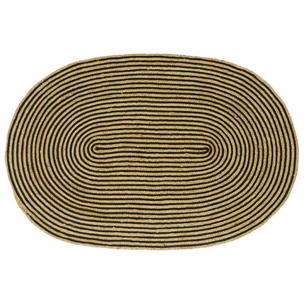 Områdetæpper Naturfarvet og sort 100 x 152 cm Jute