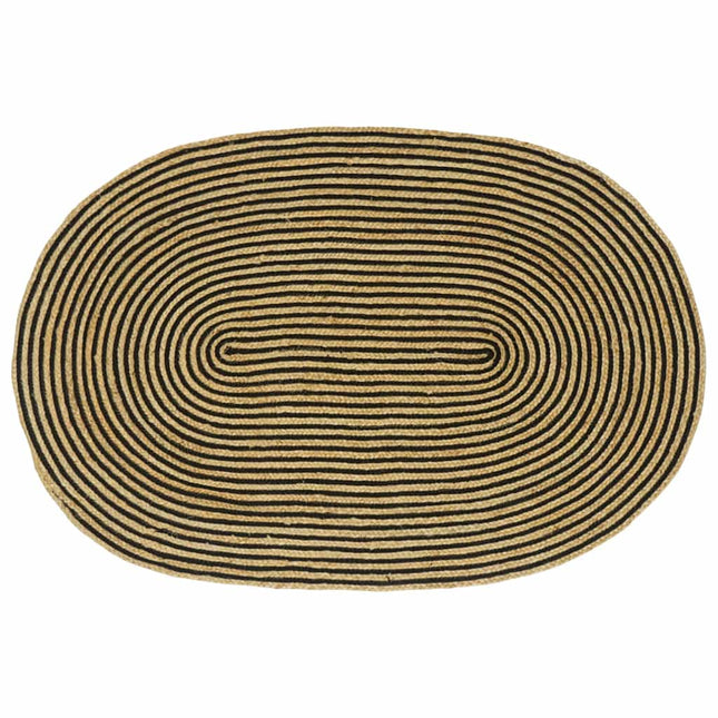 Område tæppe Naturfarvet og sort 122 x 183 cm Jute