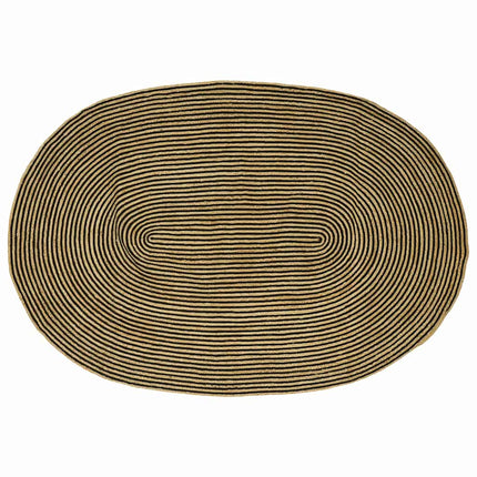 Områdetæpper Naturfarvet og sort 152 x 245 cm Jute