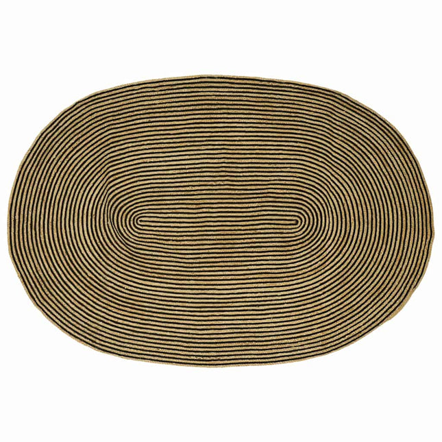 Område tæppe Naturfarvet og sort 152 x 245 cm Jute