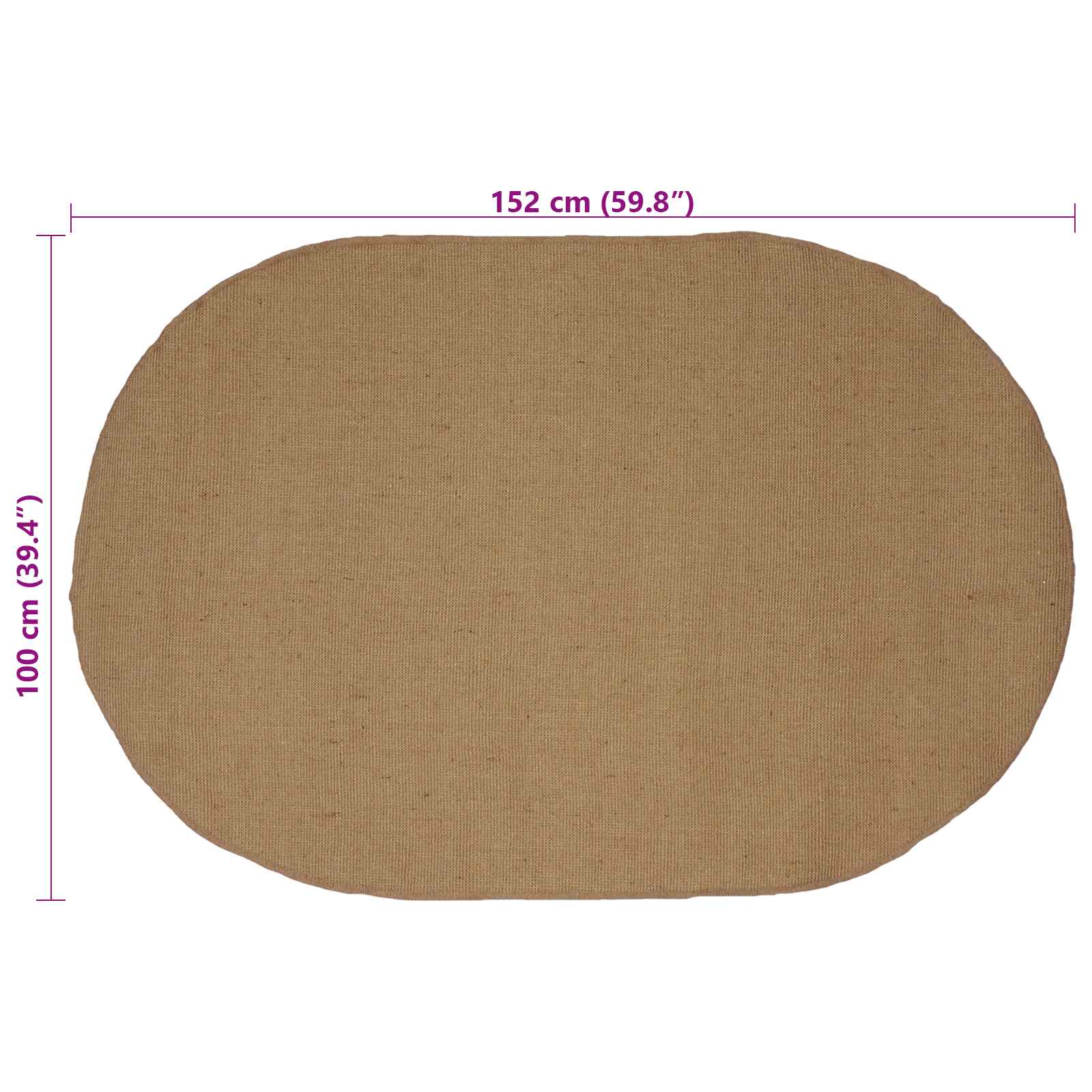 Områdetæpper Naturfarvet 100 x 152 cm Jute