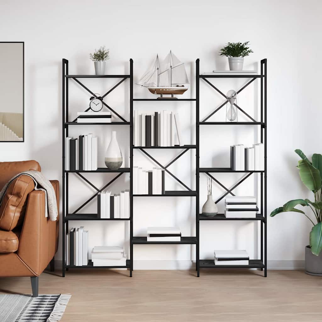 vidaXL Bogreol 156 x 25 x 167 cm Konstrueret træ Sort eg