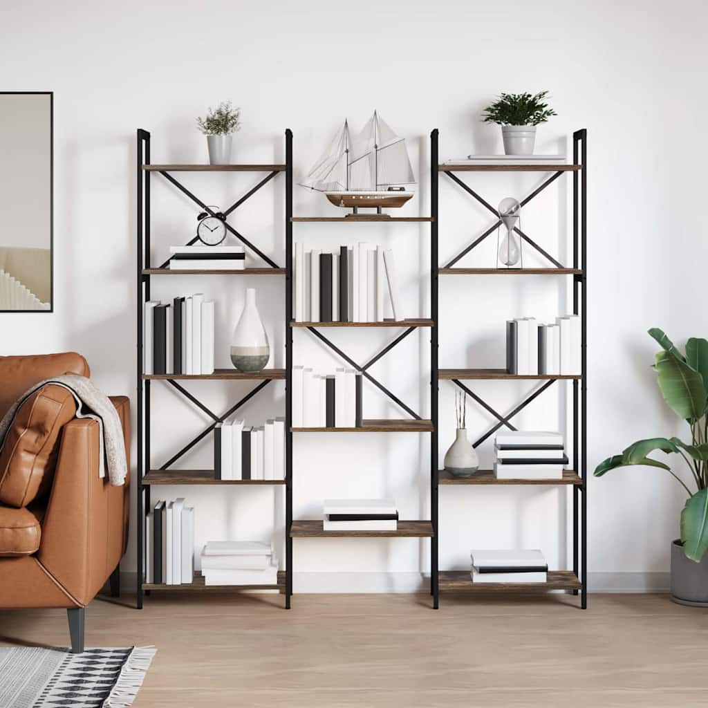 vidaXL Bogreol 156 x 25 x 167 cm Konstrueret træ Røget eg