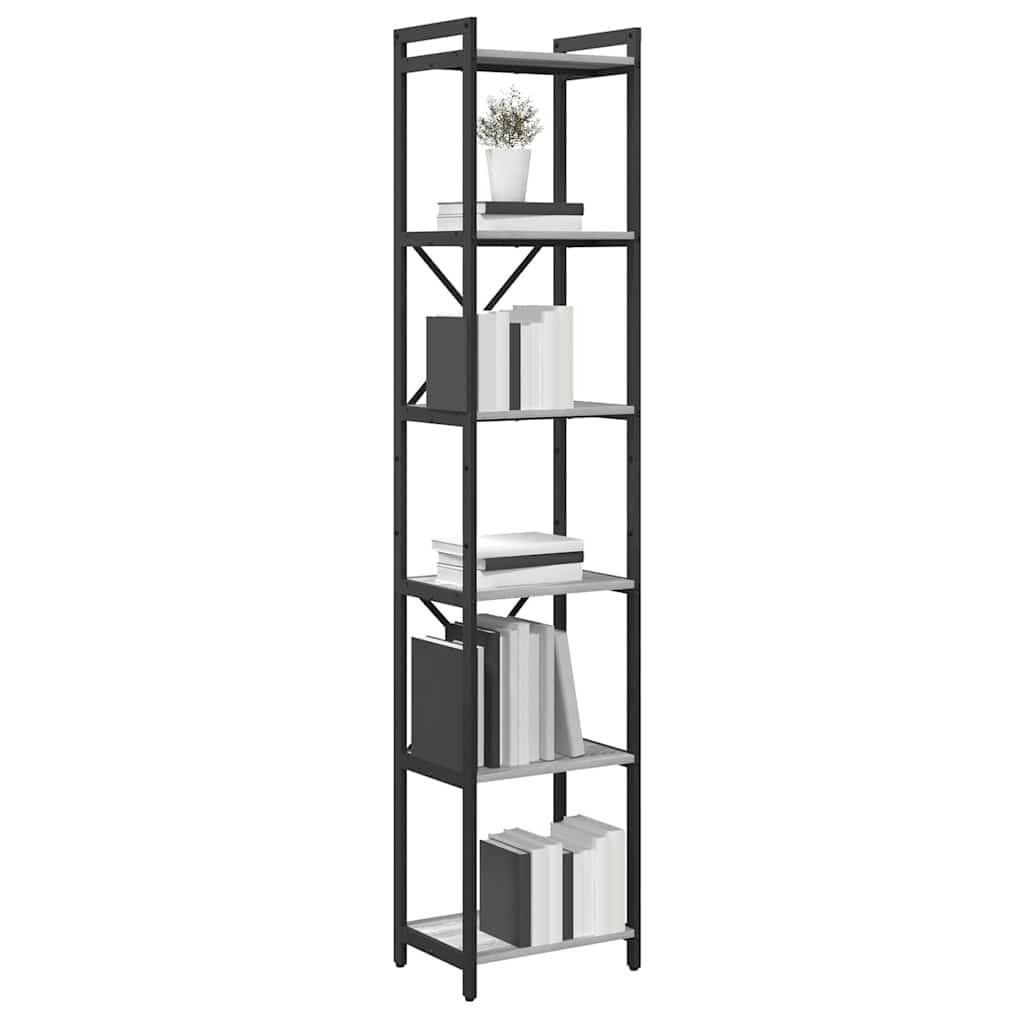 Bogreol Grå sonoma-eg 40 x 30 x 189,5 cm Konstrueret træ billede