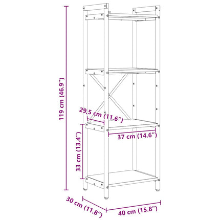 Bogreol 40 x 30 x 119 cm Konstrueret træ Sonoma eg