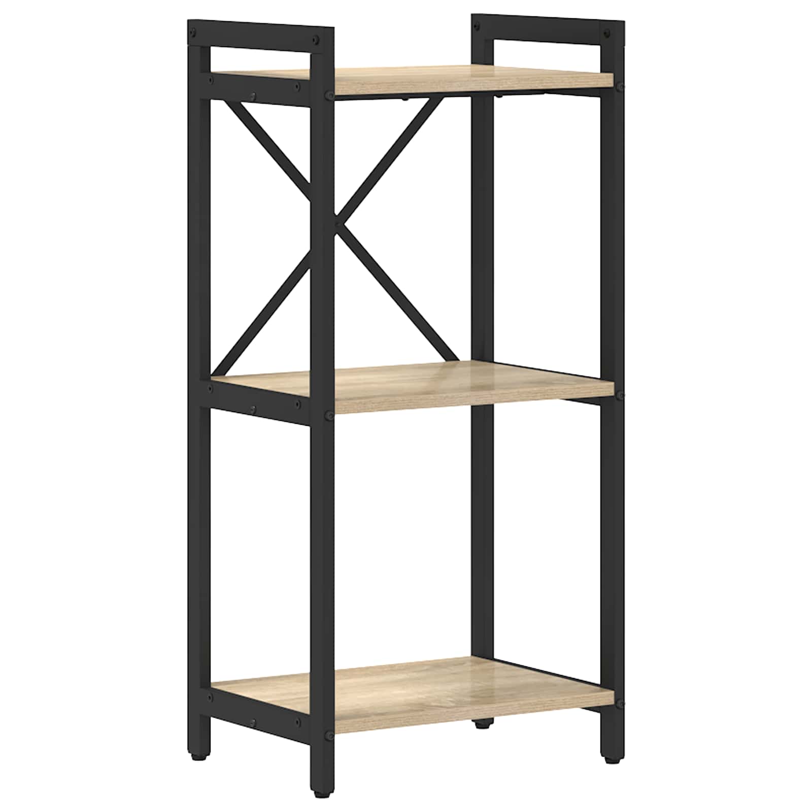 Bogreol i sonoma eg 40 × 30 × 85 cm - konstrueret træ og sort stål