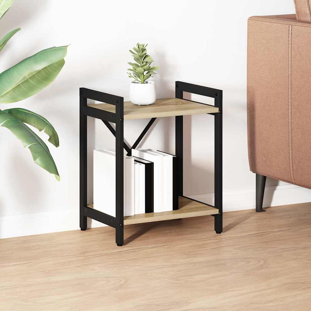 Bogreol i sonoma eg 40 × 30 × 50 cm - konstrueret træ med sort stålramme