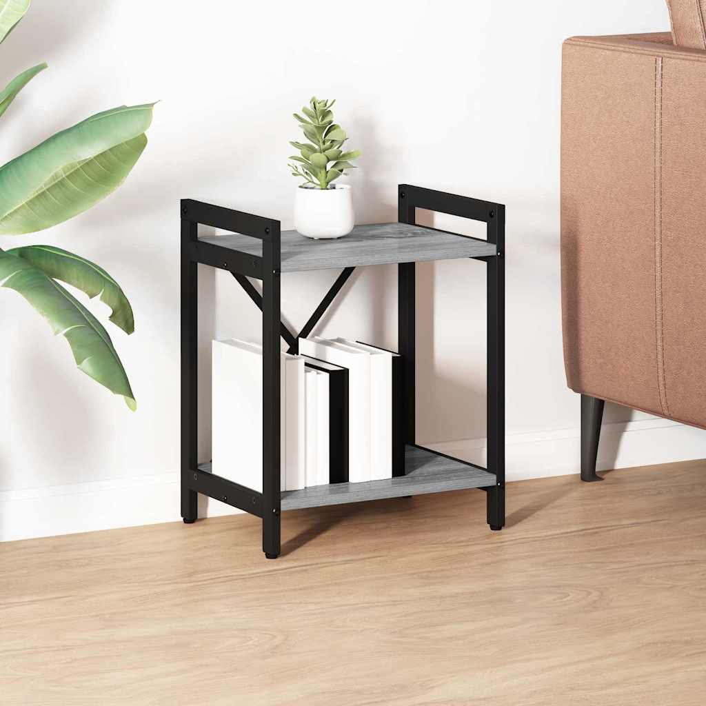 Bogreol i grå sonoma-eg 40 × 30 × 50 cm - konstrueret træ og sort stål