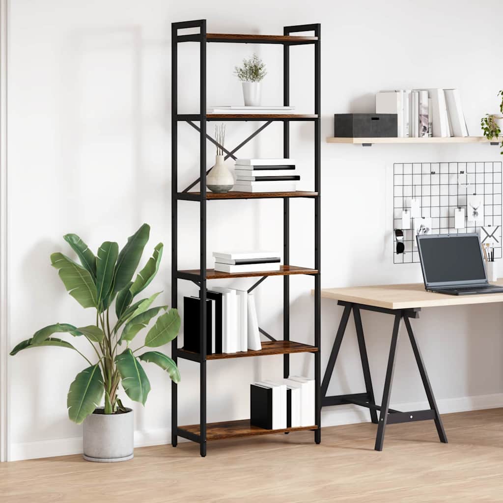 vidaXL Bogreol 60 x 30 x 189,5 cm Konstrueret træ Røget eg
