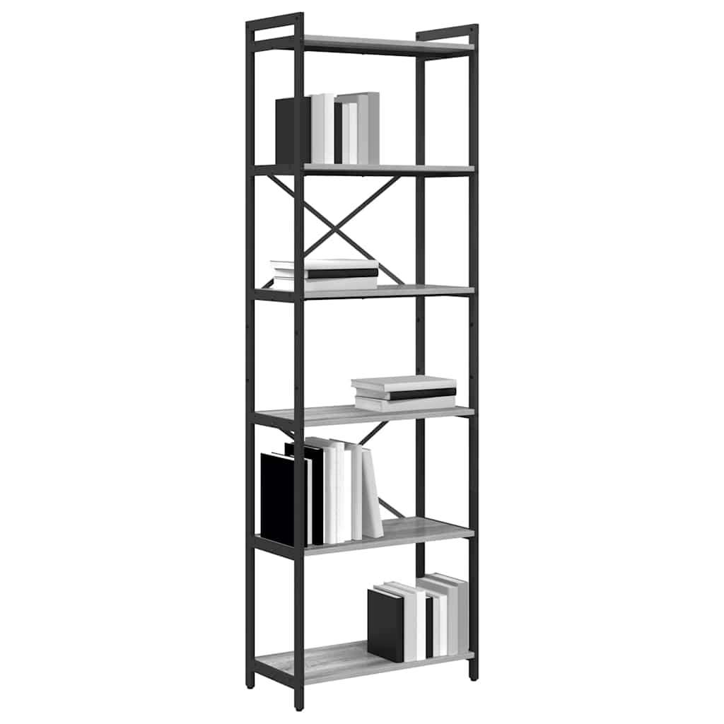 Bogreol Grå sonoma-eg 60 x 30 x 189,5 cm Konstrueret træ billede
