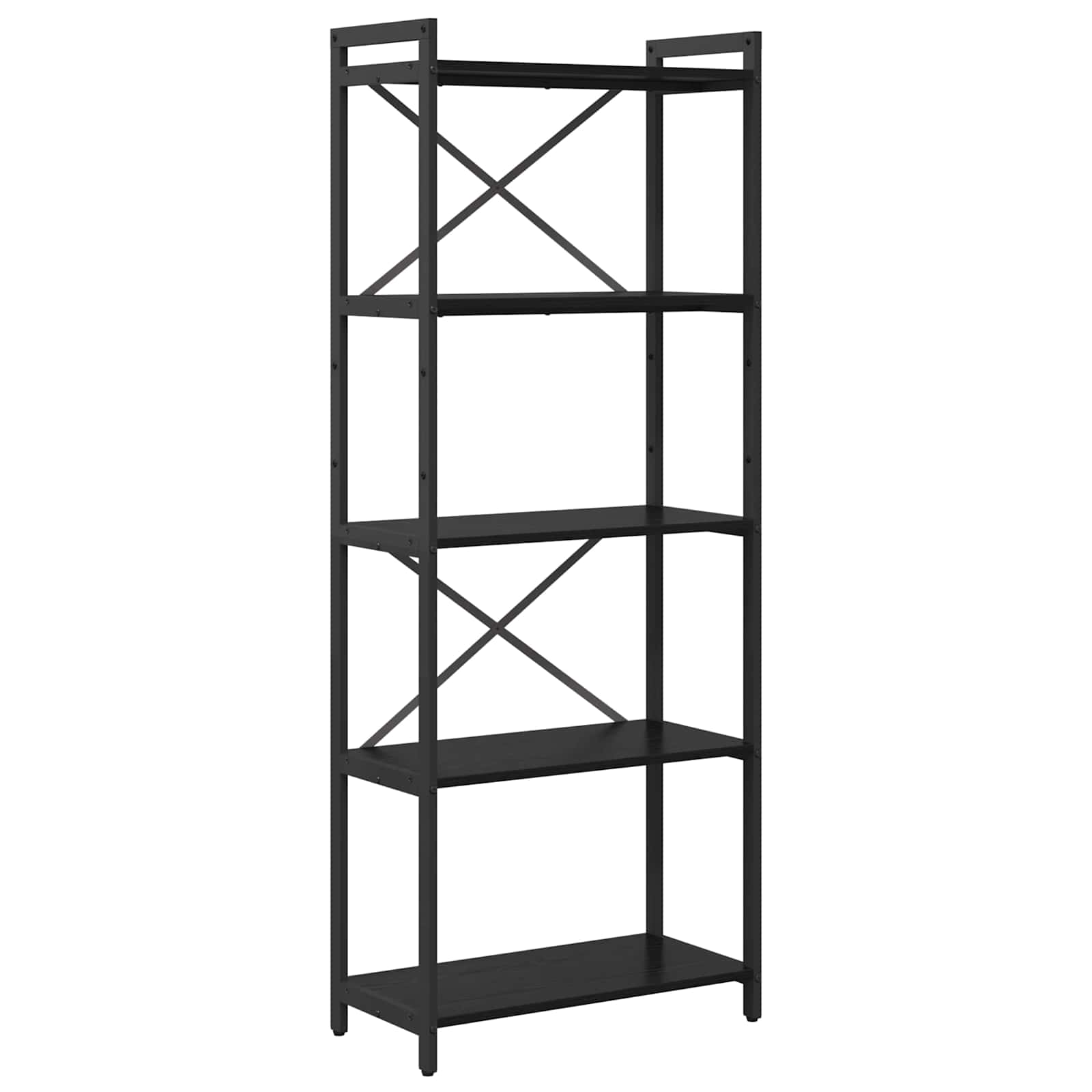 Bogreol i sort eg - 60 × 30 × 155 cm, konstrueret træ og stål
