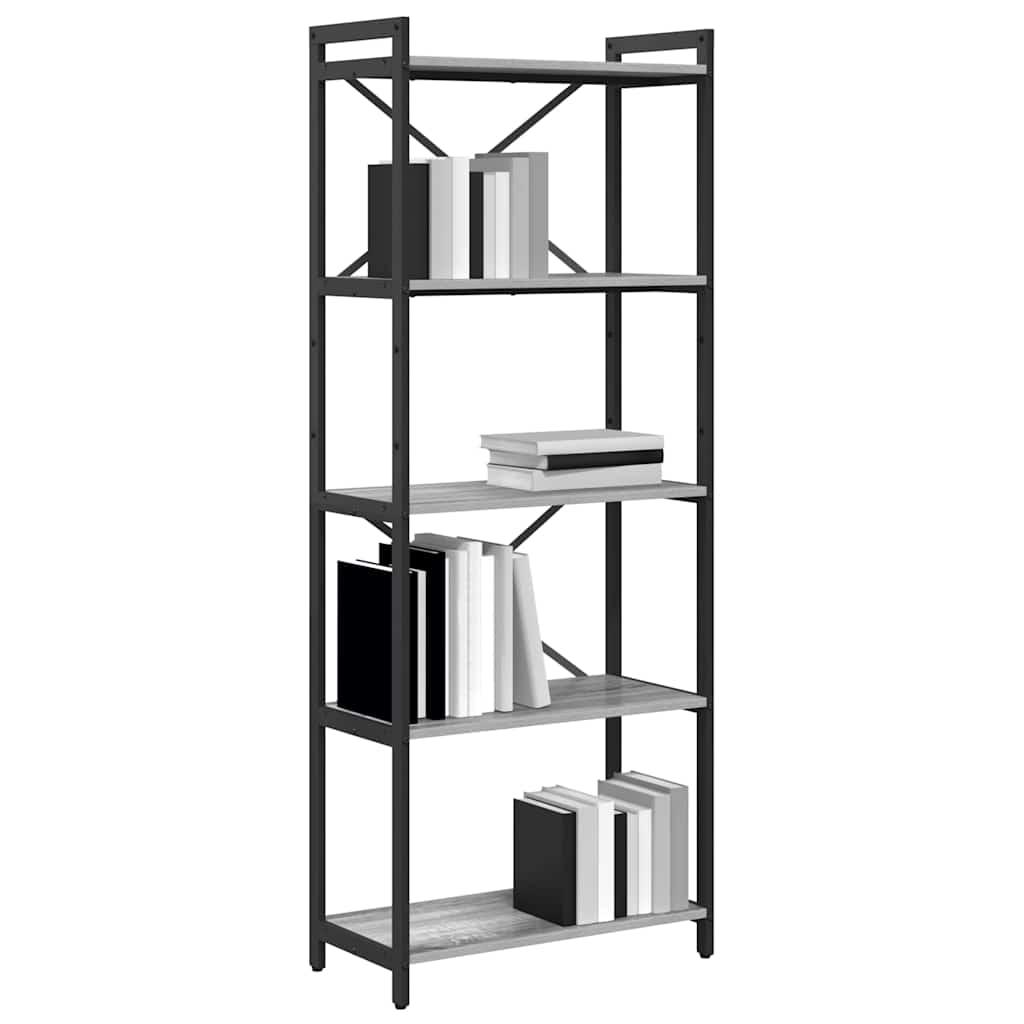 Bogreol Grå sonoma-eg 60 x 30 x 155 cm Konstrueret træ billede