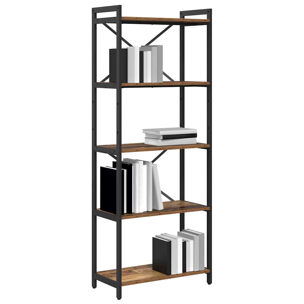 Bogreol Gammelt træ 60 x 30 x 155 cm Konstrueret træ billede