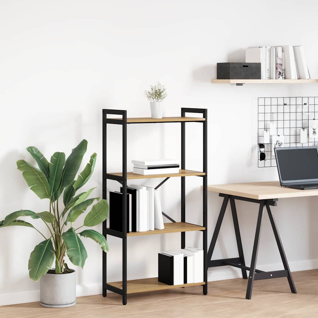 Bogreol i industrielt design - artisan egetræ, 60 × 30 × 120 cm, konstrueret træ