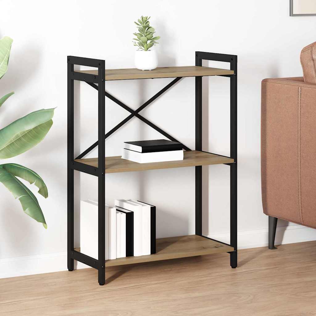Bogreol i industrielt design - Artisan egetræ, 60 × 30 × 85 cm, konstrueret træ