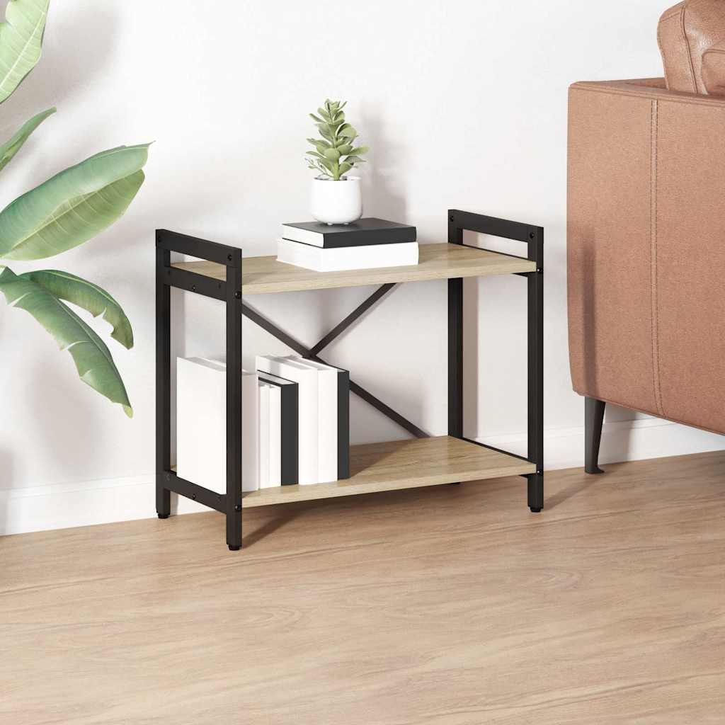 Bogreol i sonoma eg 60 × 30 × 50 cm - konstrueret træ og sort stål