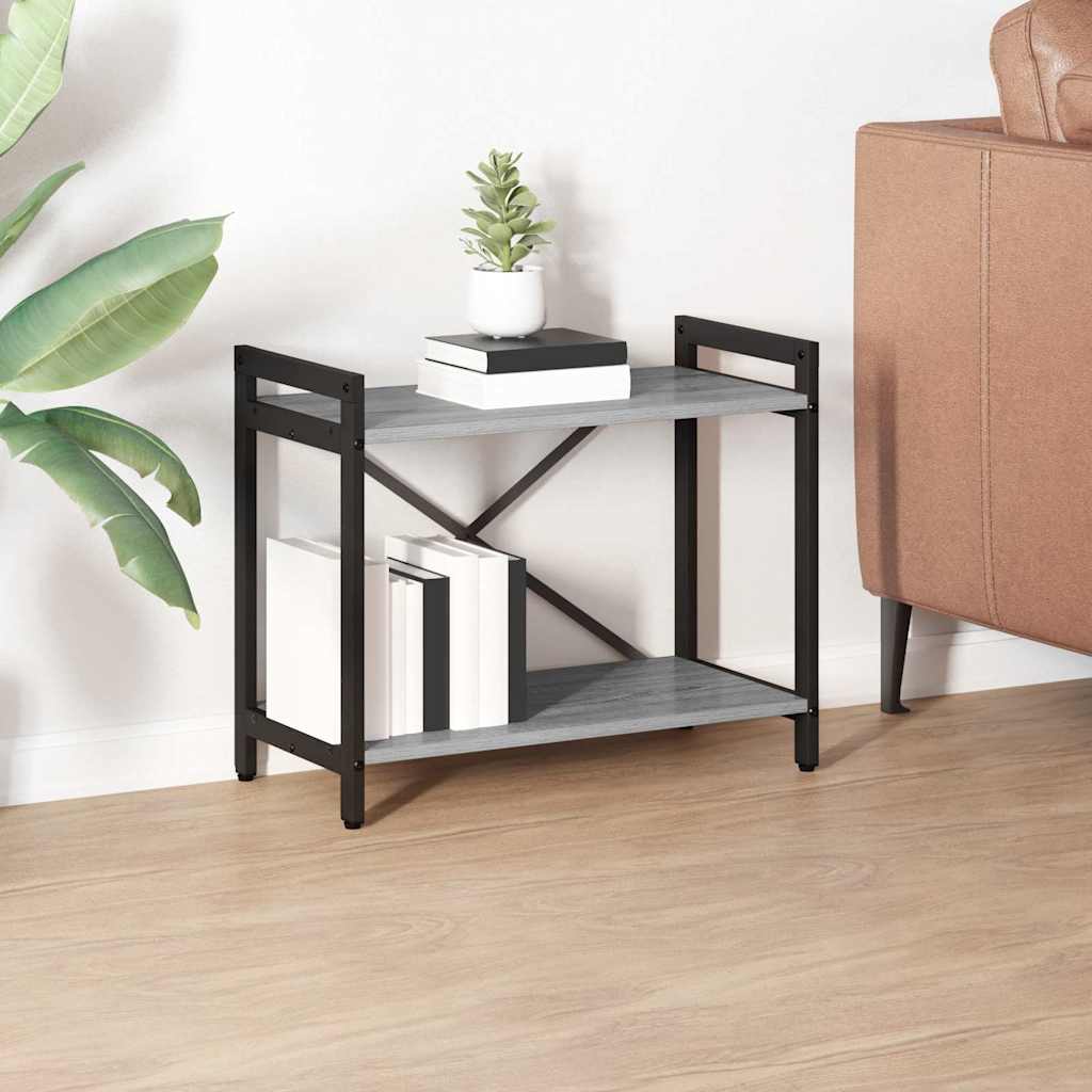 Bogreol i grå sonoma-eg 60 × 30 × 50 cm - konstrueret træ og sort stål