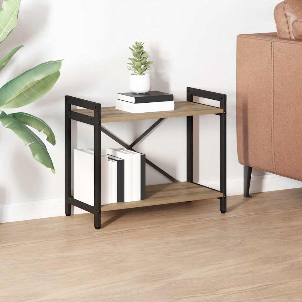 Bogreol i industrielt design - artisan egetræ, 60 × 30 × 50 cm, konstrueret træ