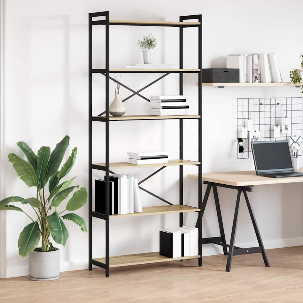 Bogreol Sonoma-eg 80 x 30 x 188 cm Konstrueret træ