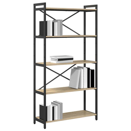 Bogreol 80 x 30 x 155 cm Konstrueret træ Sonoma eg