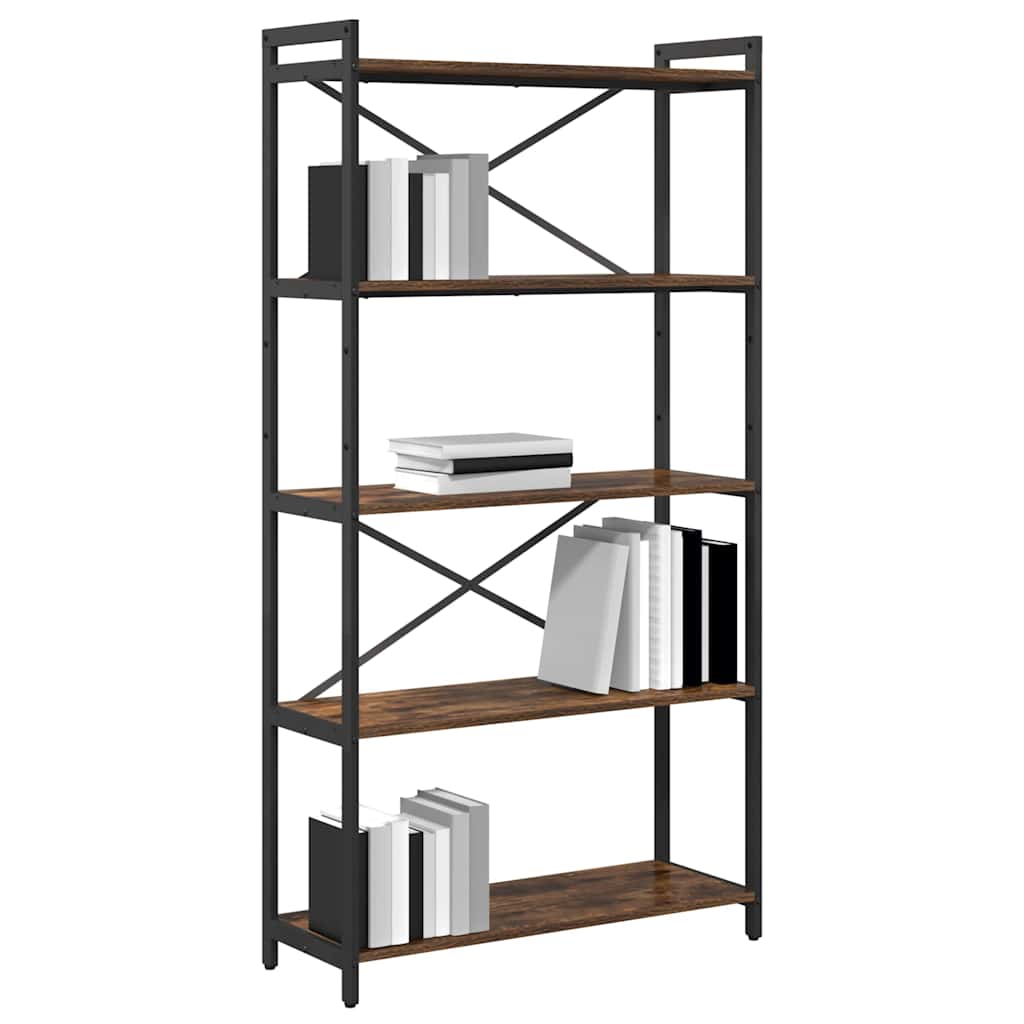 Bogreol Røget eg 80 x 30 x 155 cm Konstrueret træ billede
