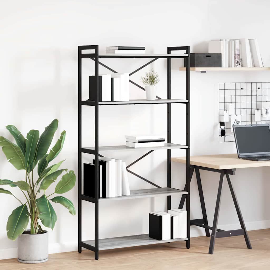 Bogreol Grå sonoma-eg 80 x 30 x 153 cm Konstrueret træ