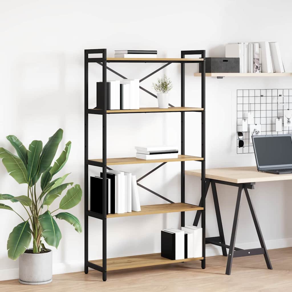 Bogreol Artisan Egetræ 80 x 30 x 155 cm Konstrueret træ billede