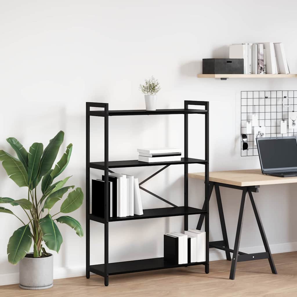 Bogreol i sort eg - 80 × 30 × 120 cm, konstrueret træ og stål