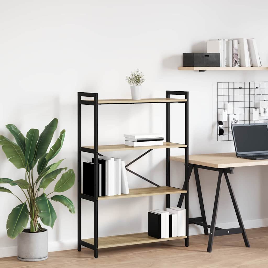 Bogreol i sonoma eg - 80 × 30 × 120 cm, konstrueret træ og sort stål
