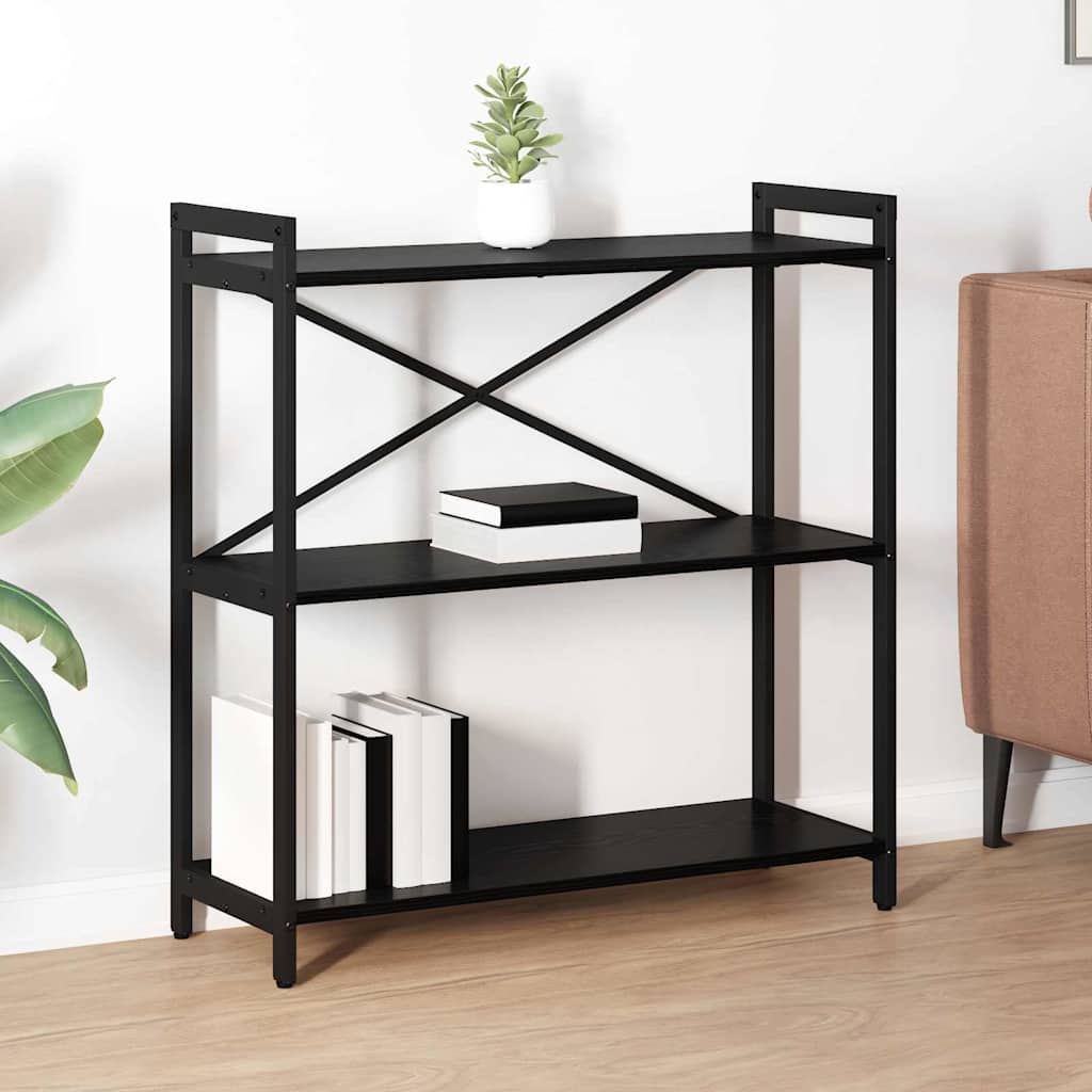 Bogreol Sort eg 80 x 30 x 85 cm Konstrueret træ billede
