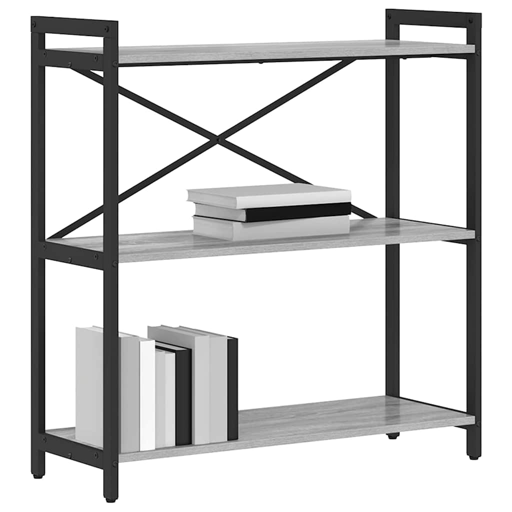 Bogreol Grå sonoma-eg 80 x 30 x 85 cm Konstrueret træ billede