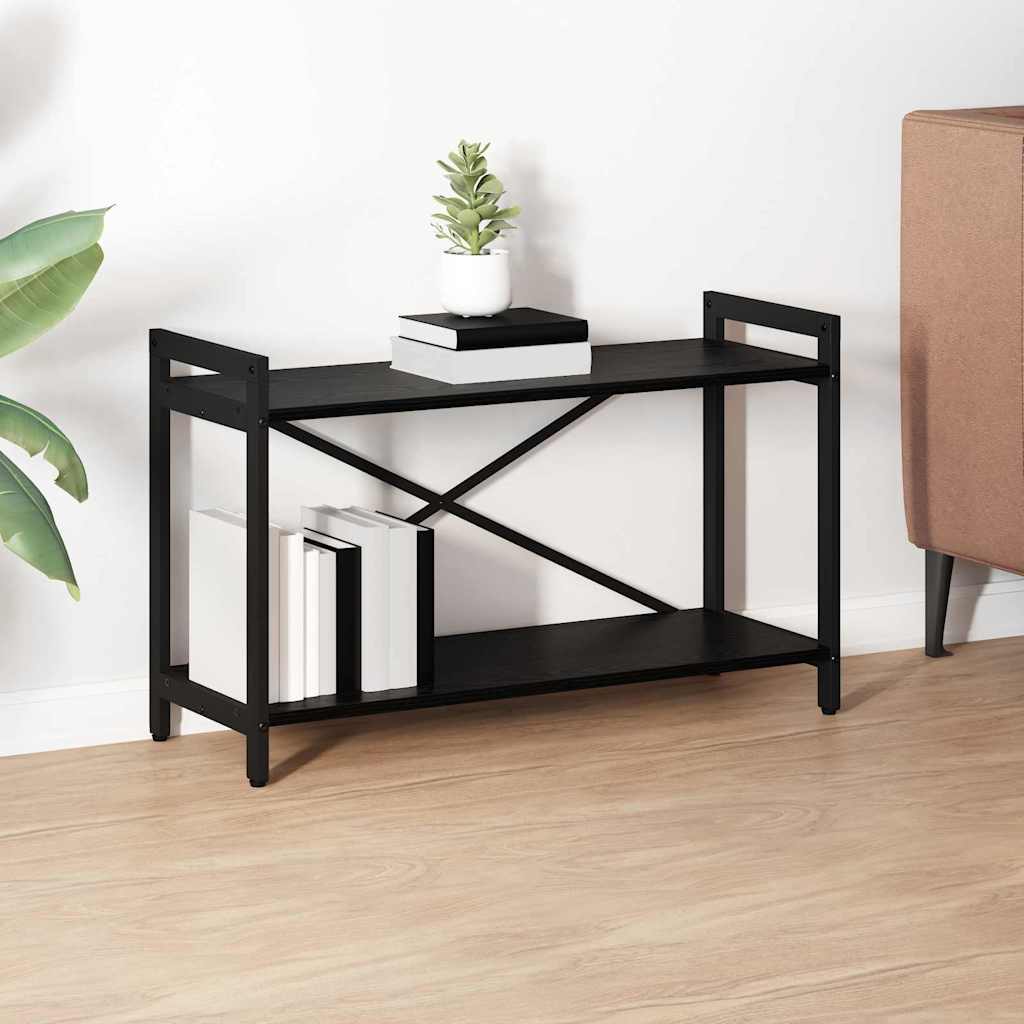 Bogreol i sort eg - 80 × 30 × 50 cm, konstrueret træ og stålramme