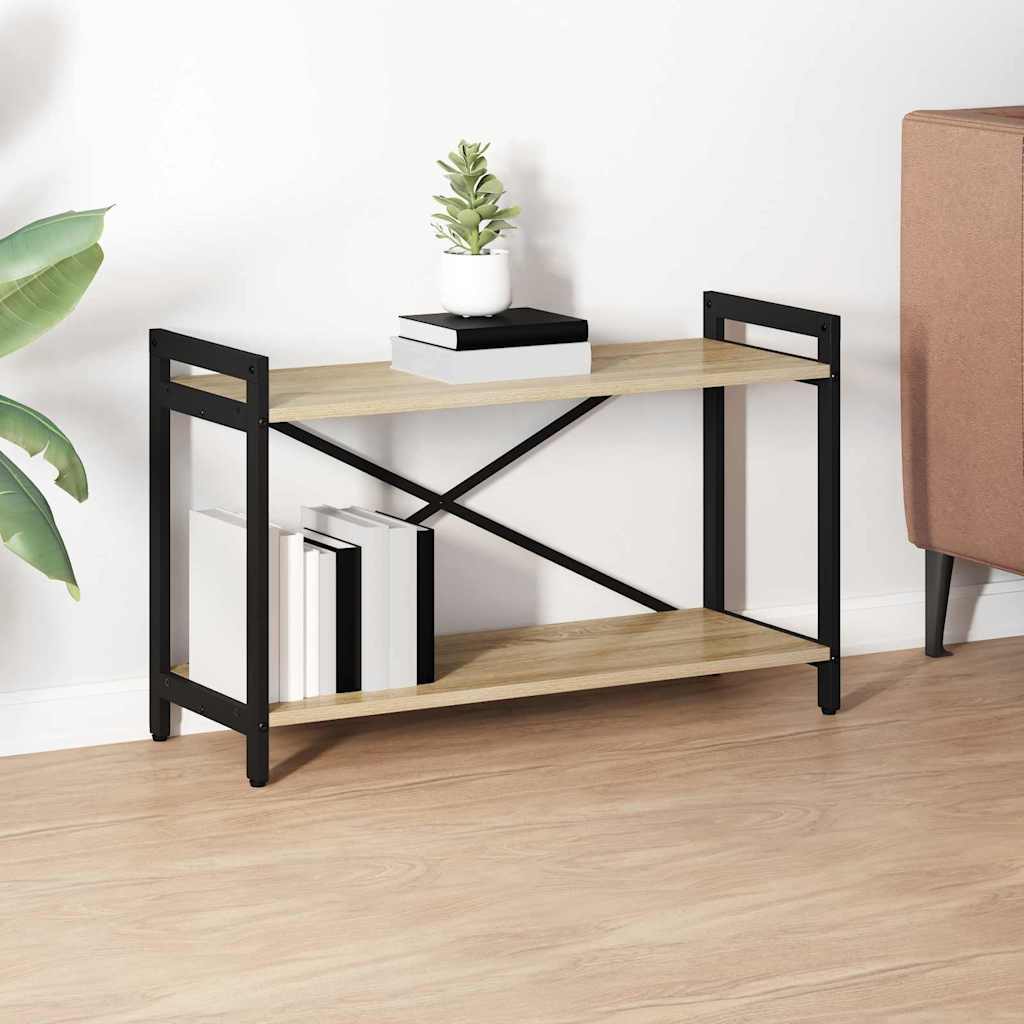 Bogreol i sonoma eg - 80 × 30 × 50 cm, konstrueret træ med sort stålramme