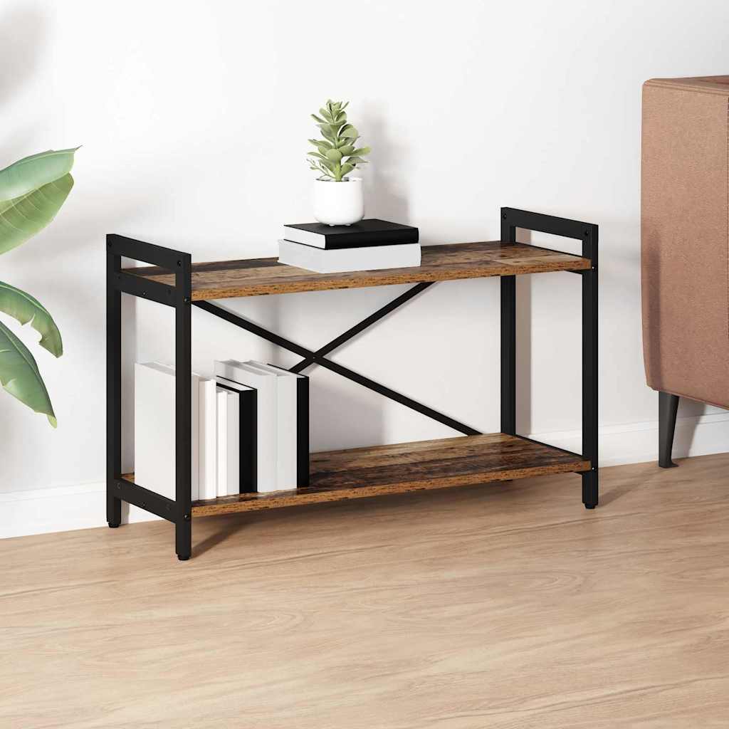 Bogreol i gammelt trælook 80 × 30 × 50 cm - konstrueret træ og sort stål