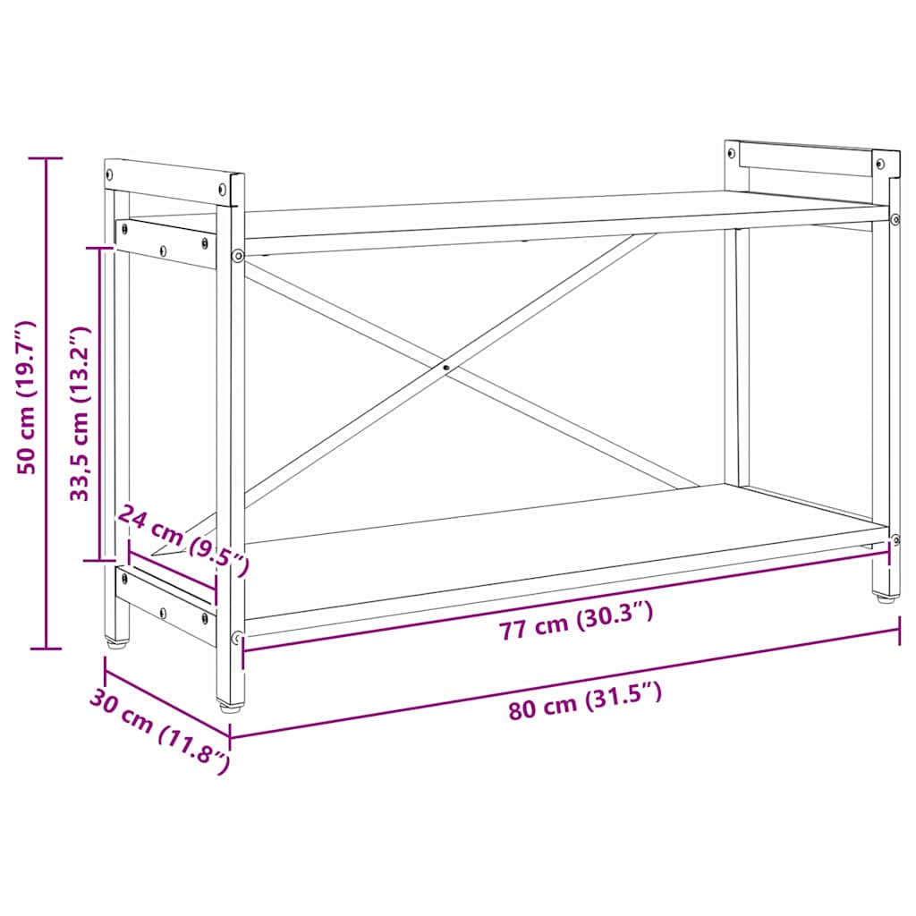 Bogreol Gammelt træ 80 x 30 x 50 cm Konstrueret træ