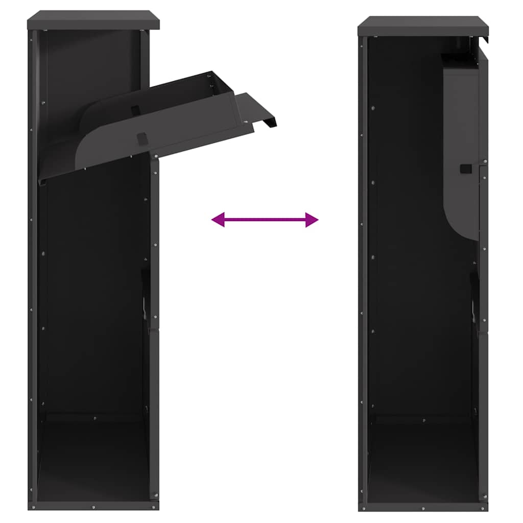 Pakke drop boks med opbevaring Sort 44 x 22 x 82 cm Stål