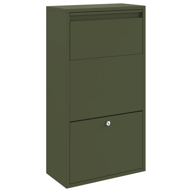 Pakke drop boks med opbevaring Oliven grøn 44 x 22 x 82 cm Stål