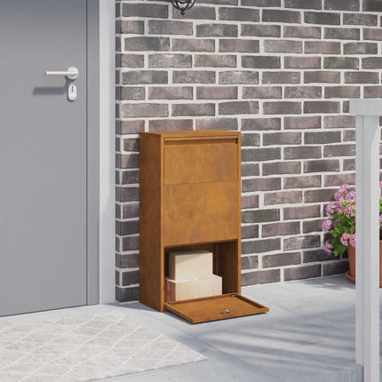 Pakke drop boks med dør Rusten 44 x 22 x 82 cm Cortenstål