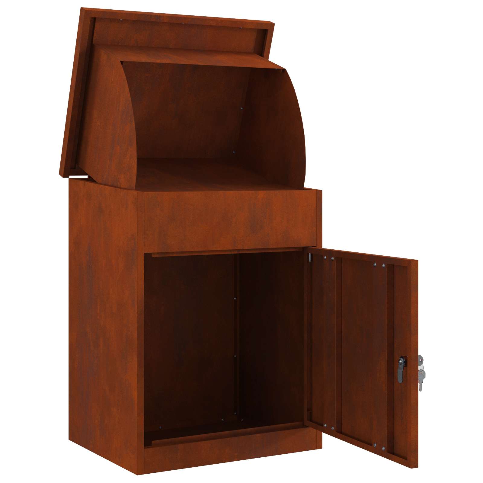 Pakke drop boks med dør Rusten 47,5 x 38 x 59 cm Cortenstål