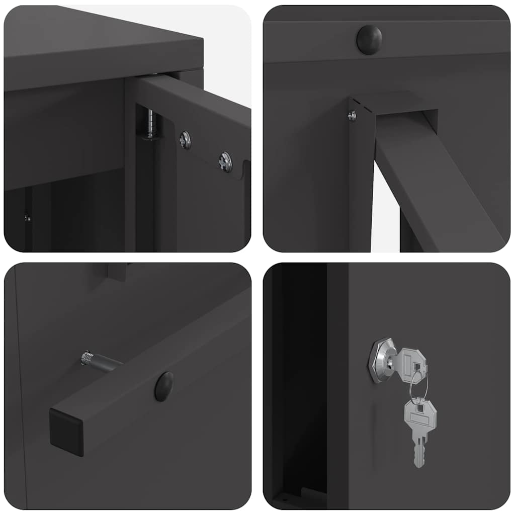 postkasse med opbevaring med dør Sort 30 x 20 x 55 cm Stål