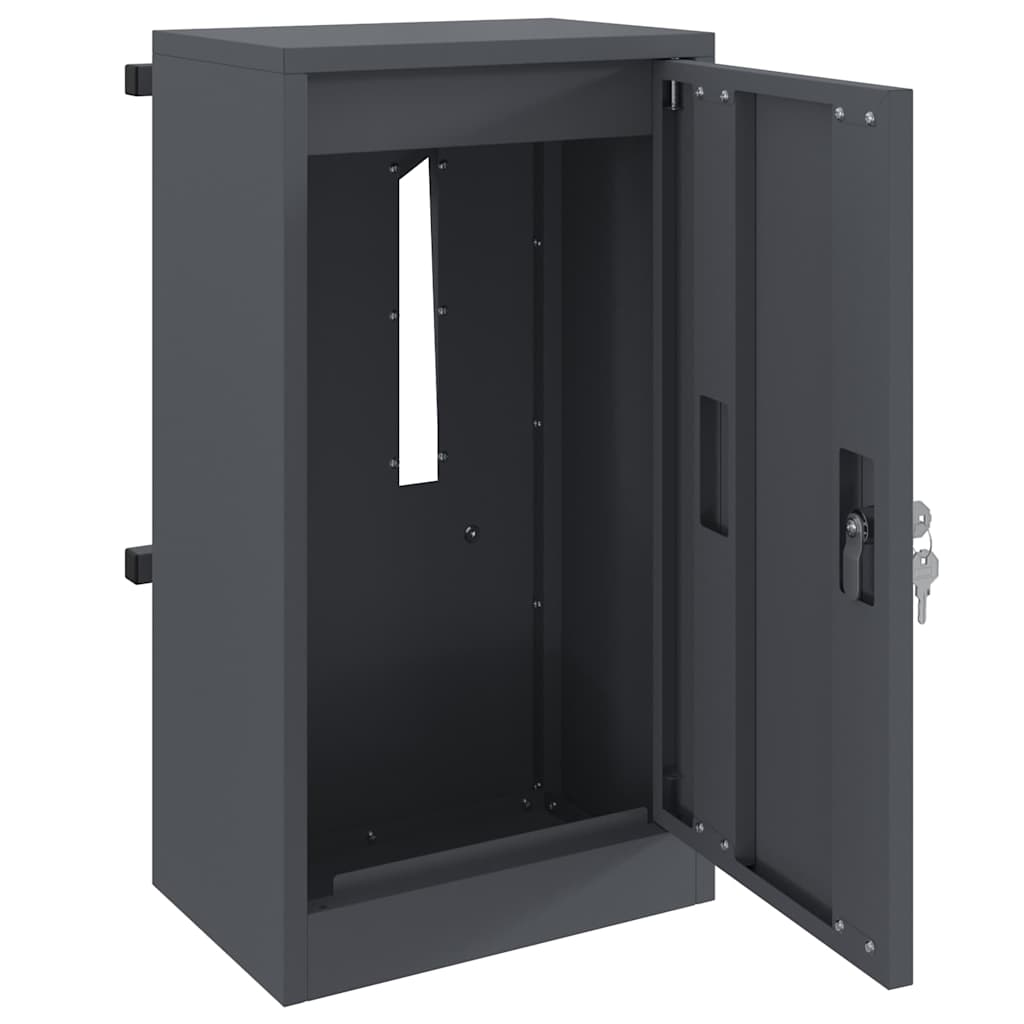 postkasse med opbevaring med dør Antracit 30 x 20 x 55 cm Stål