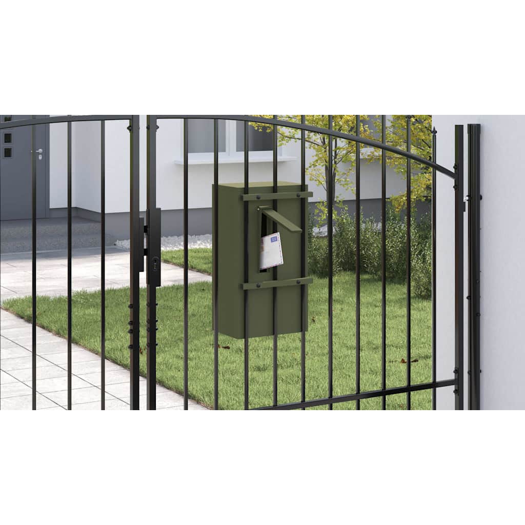 postkasse med opbevaring Olivengrøn 30 x 20 x 55 cm Stål
