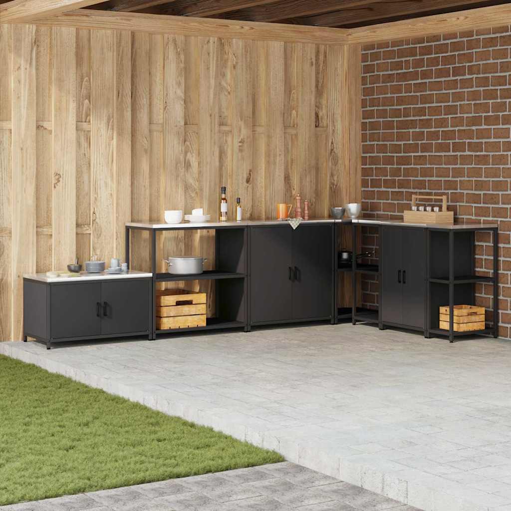 Køkkenopbevaring med hylde Sort 60 x 50 x 92 cm Stål