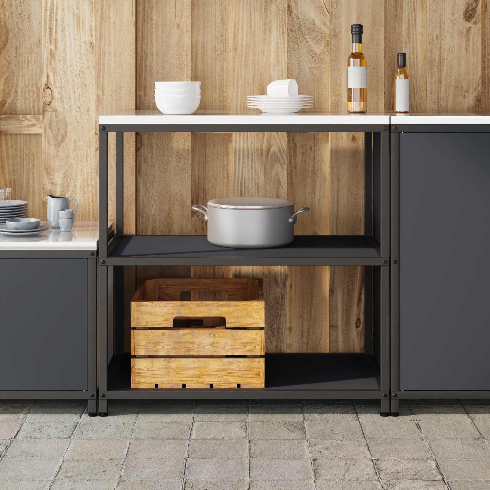 Køkkenopbevaring HATTEM Antracit 90 x 50 x 92 cm Stål