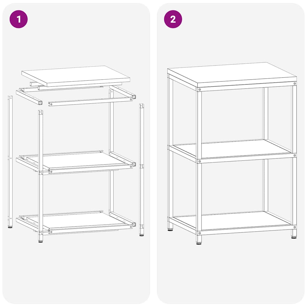 Køkkenopbevaring med hylde Sort 60 x 50 x 92 cm Stål