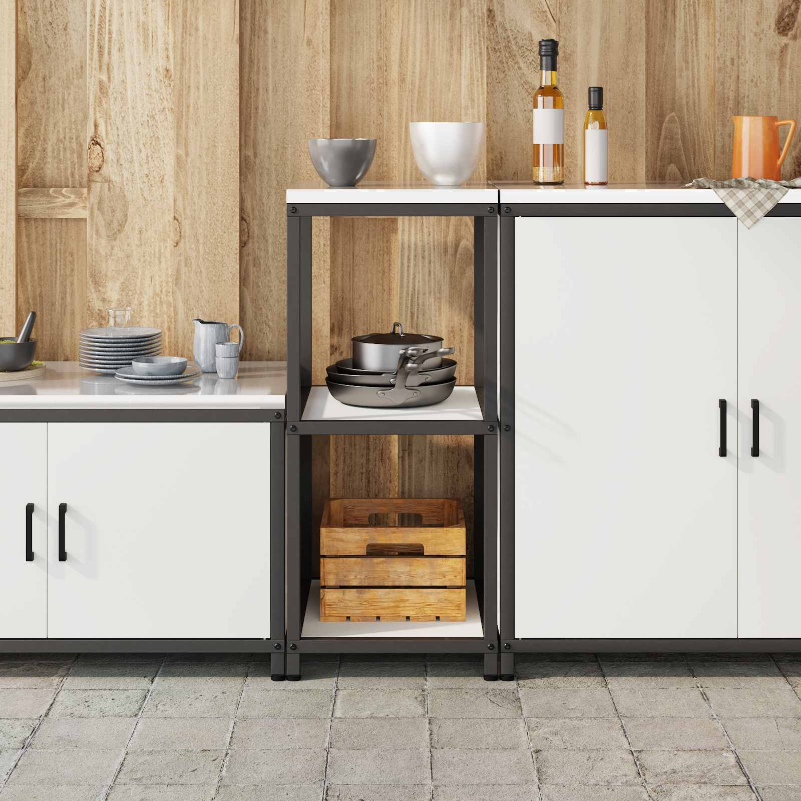 Køkkenopbevaring HATTEM Hvid 40 x 50 x 92 cm Stål