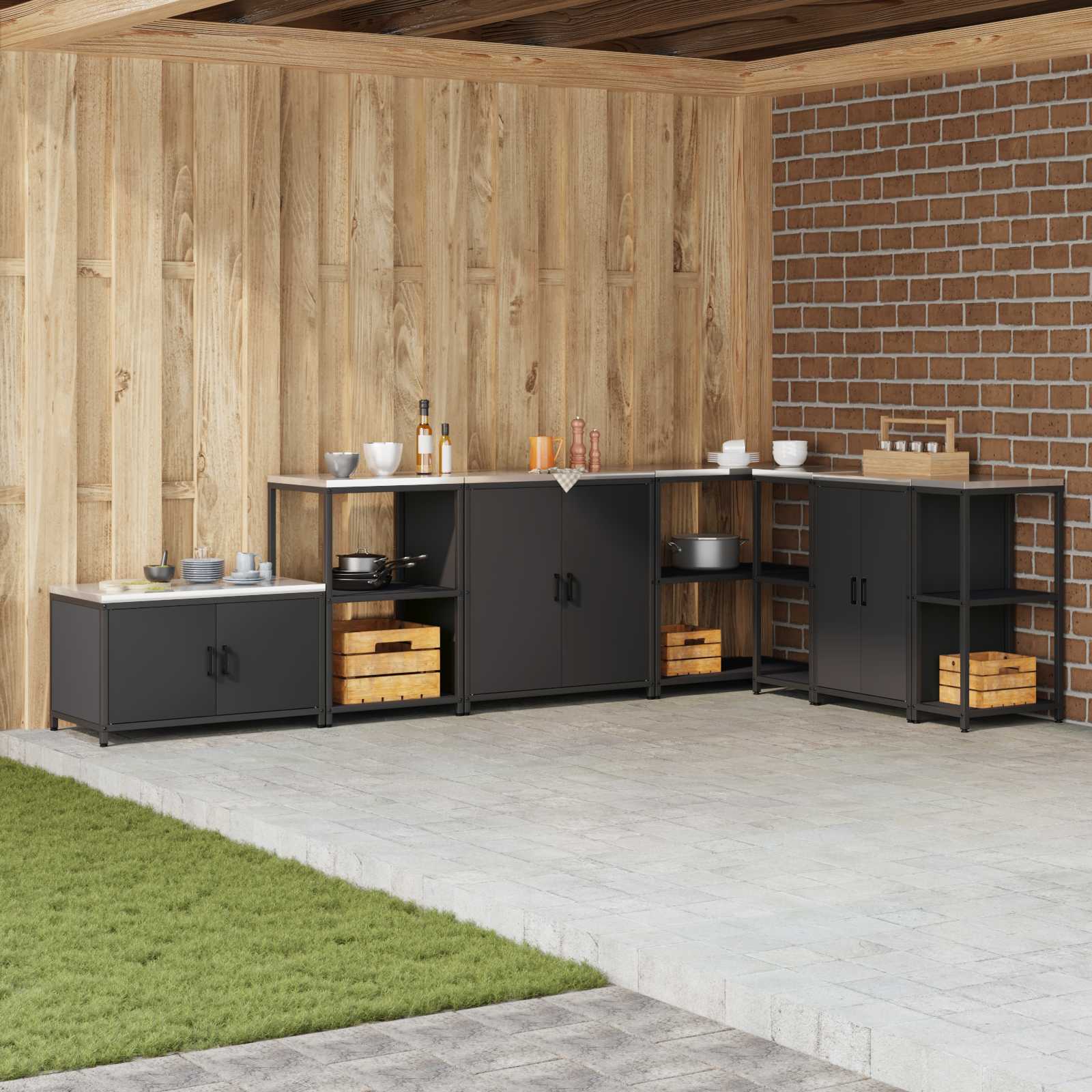 Køkkenopbevaring HATTEM Sort 90 x 50 x 92 cm Stål
