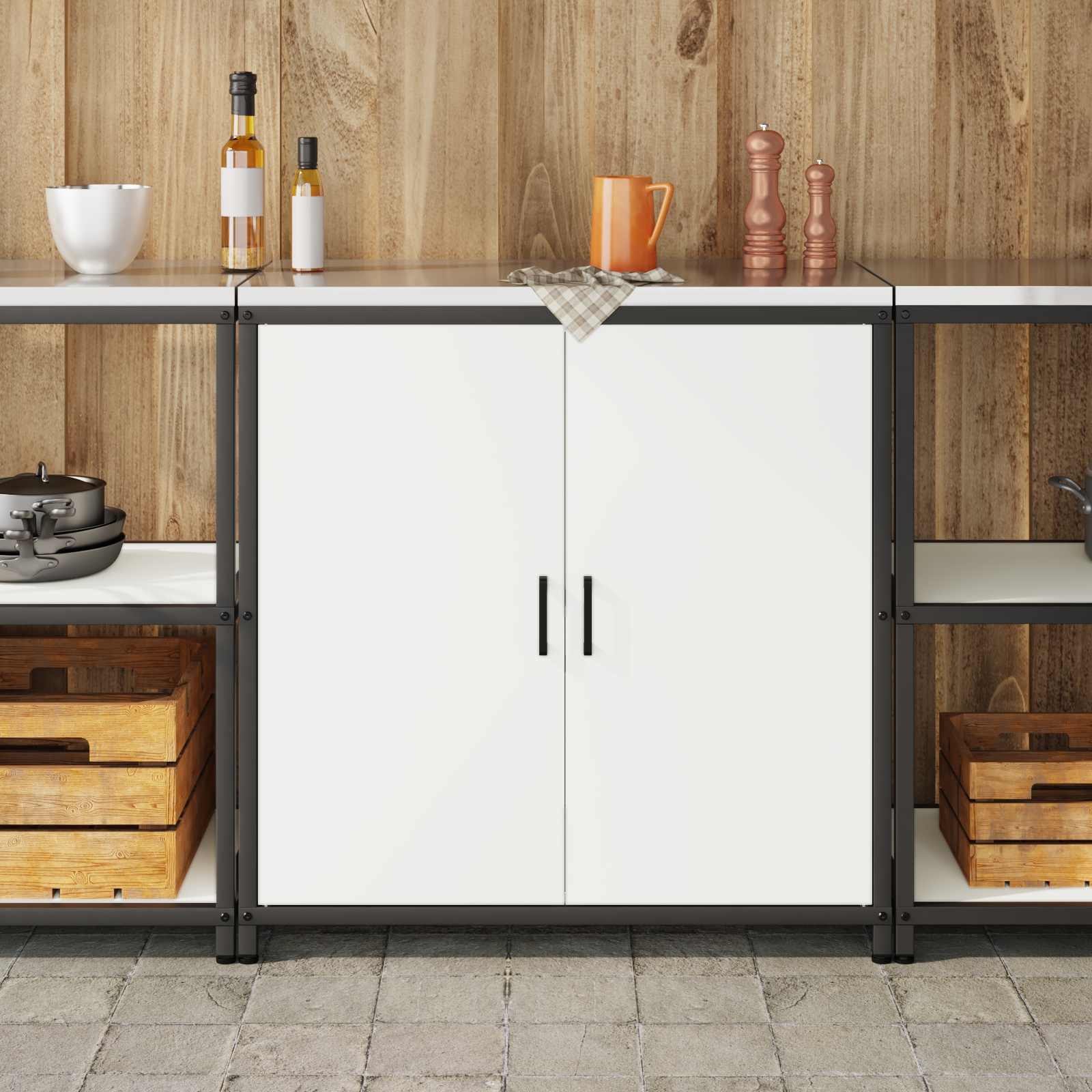 Køkkenopbevaring HATTEM Hvid 90 x 50 x 92 cm Stål